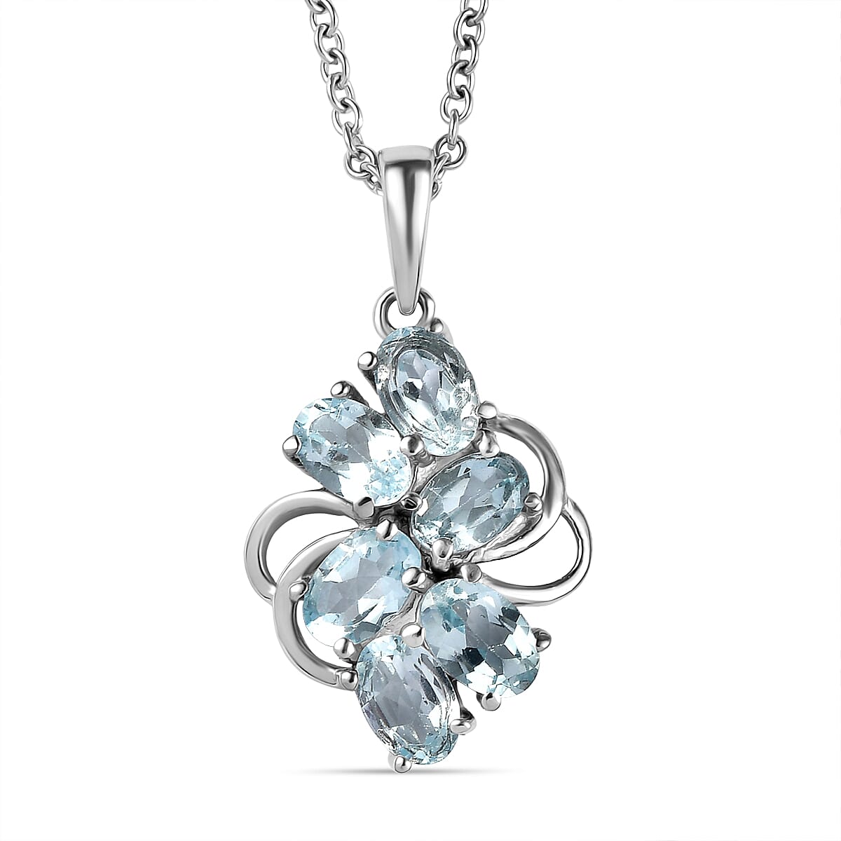 EverTrue Sky Blue Topaz 3.60 ctw Pendant Necklace in Stainless Steel 20 Inches