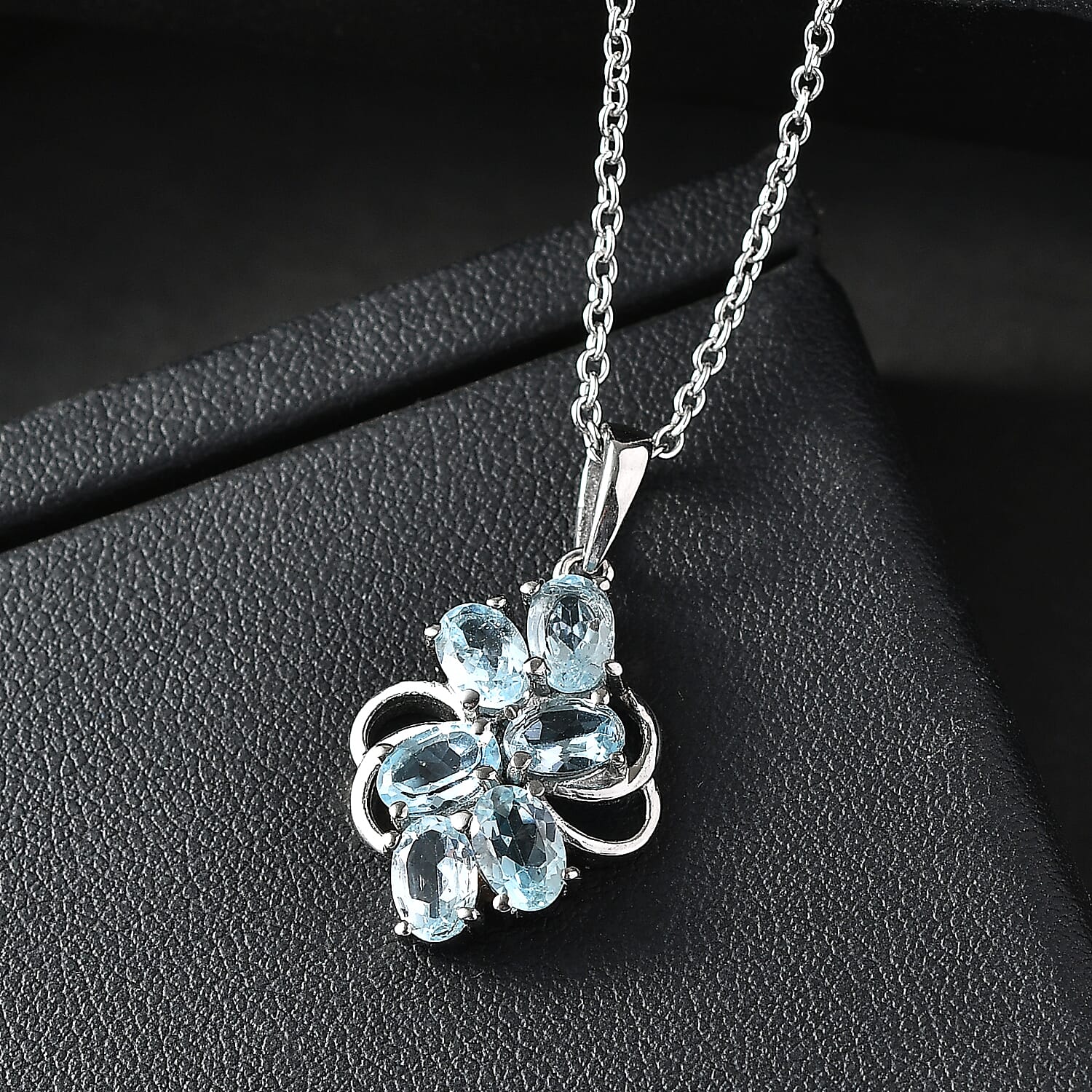 EverTrue Sky Blue Topaz 3.60 ctw Pendant Necklace in Stainless Steel 20 Inches