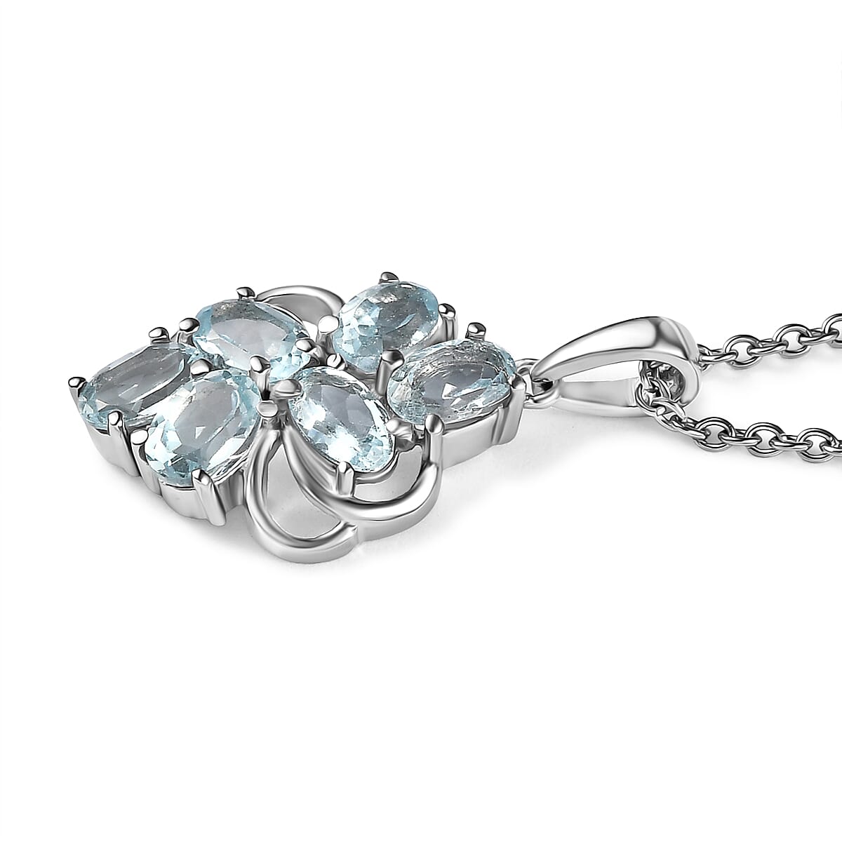 EverTrue Sky Blue Topaz 3.60 ctw Pendant Necklace in Stainless Steel 20 Inches