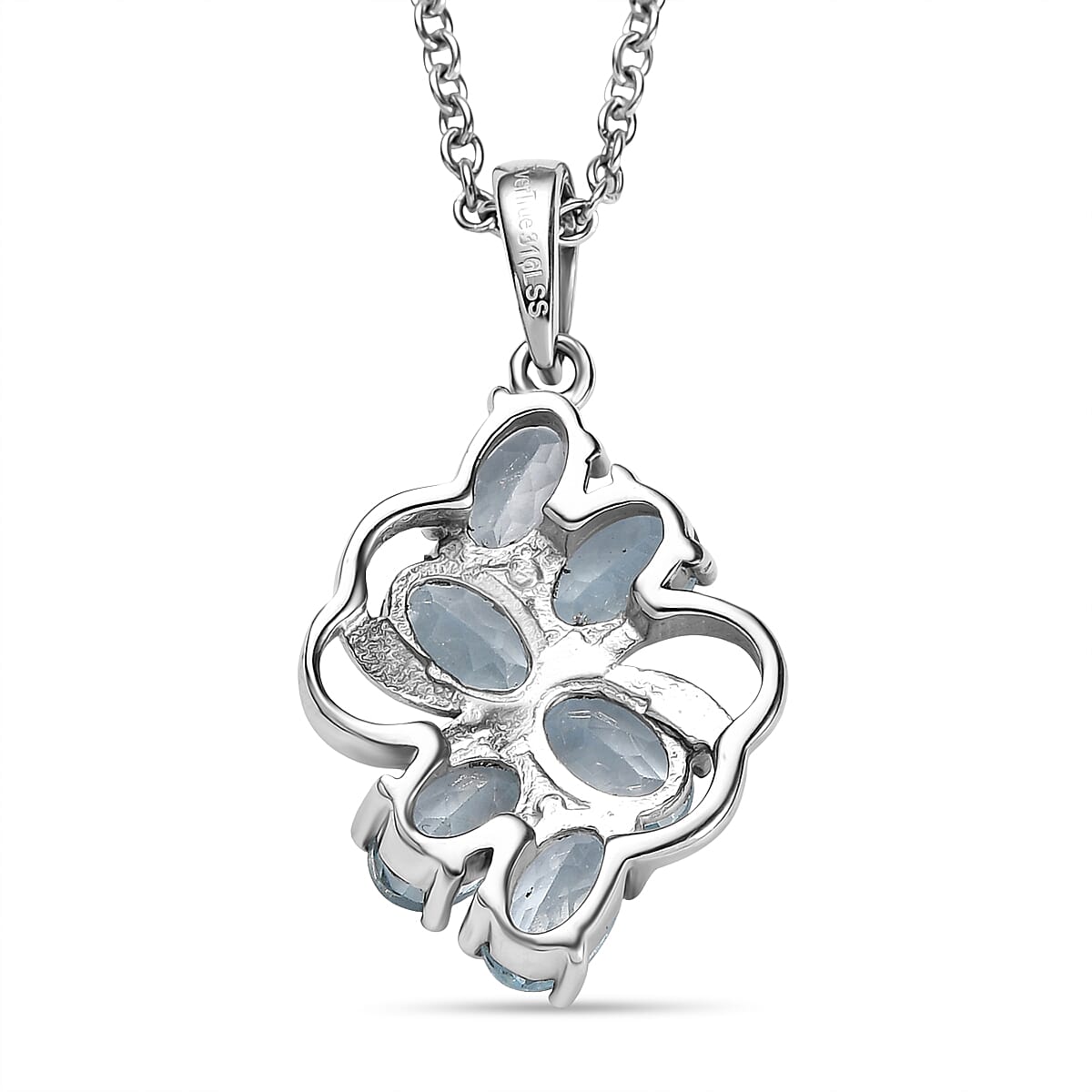EverTrue Sky Blue Topaz 3.60 ctw Pendant Necklace in Stainless Steel 20 Inches