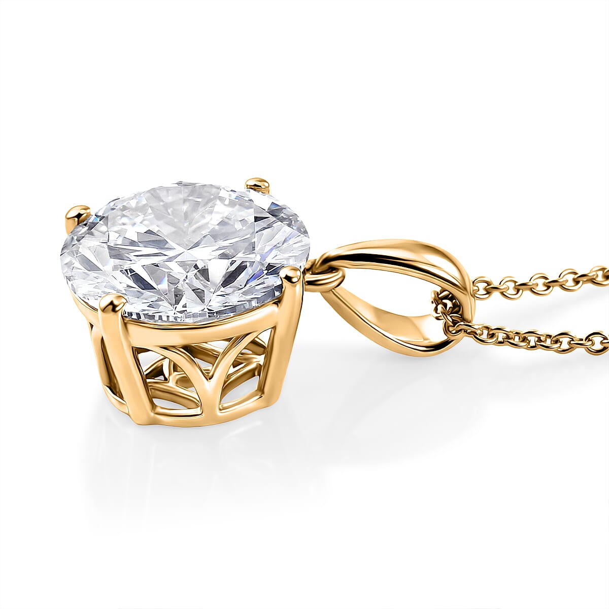 IGI Certified Luxuriant Lab Grown Diamond G VS 5.00 ctw Solitaire Pendant Necklace in 14K Yellow Gold 20 Inches (Ships in 10-12 Days) image number 3