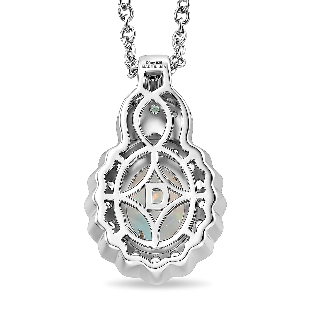 D'Joy Premium Ethiopian Welo Opal and Multi Gemstone 1.90 ctw Pendant Necklace (20 Inches) in Rhodium Over Sterling Silver