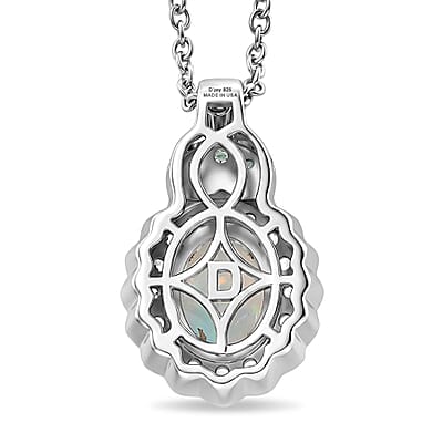 D'Joy Premium Ethiopian Welo Opal and Multi Gemstone 1.90 ctw Opaline Blossom Pendant Necklace (20 Inches) in Rhodium Over Sterling Silver