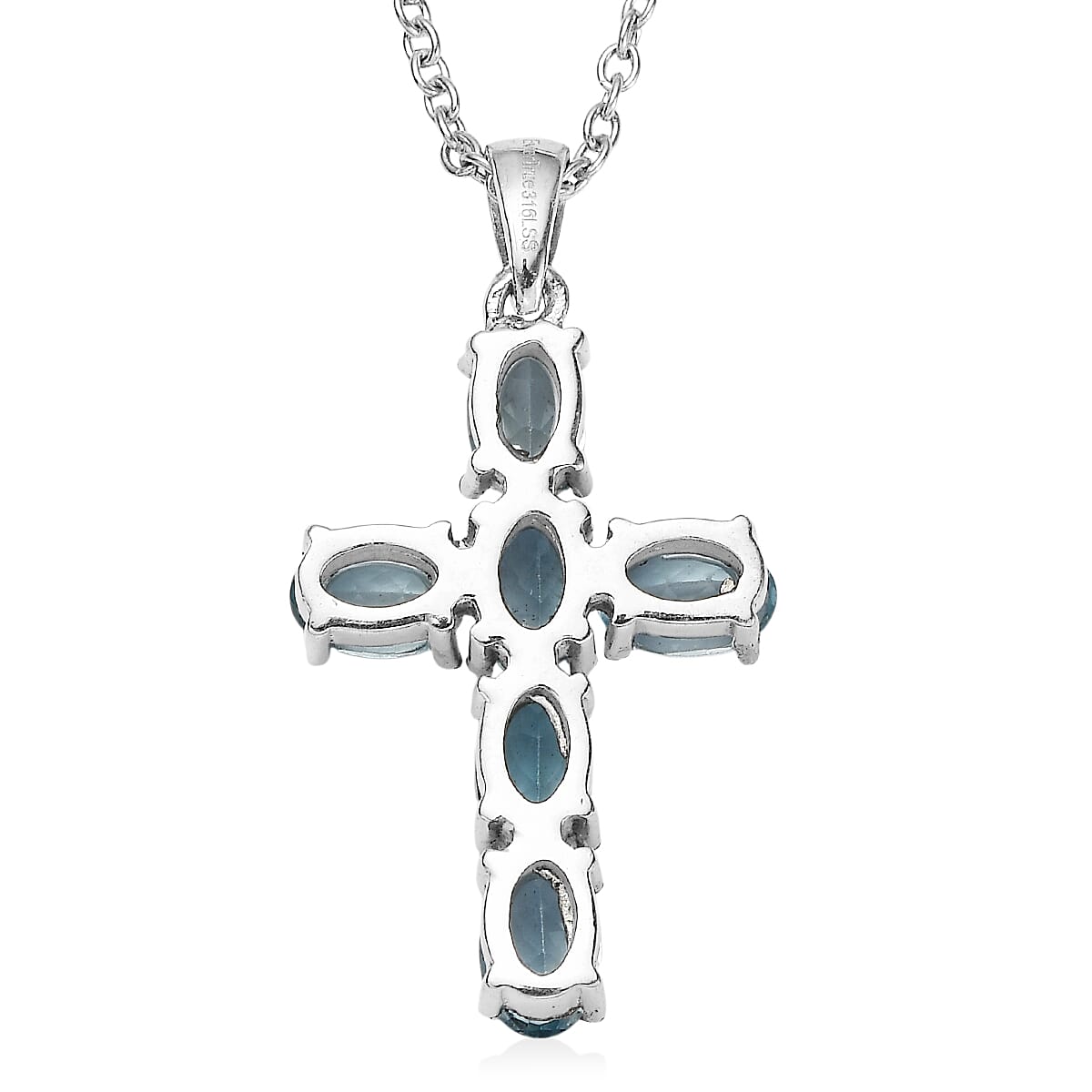 EverTrue Sky Blue Topaz 5.15 ctw Earrings and Pendant Necklace 20 Inches in Stainless Steel