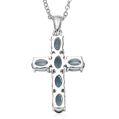 EverTrue Sky Blue Topaz 5.15 ctw Earrings and Pendant Necklace 20 Inches in Stainless Steel