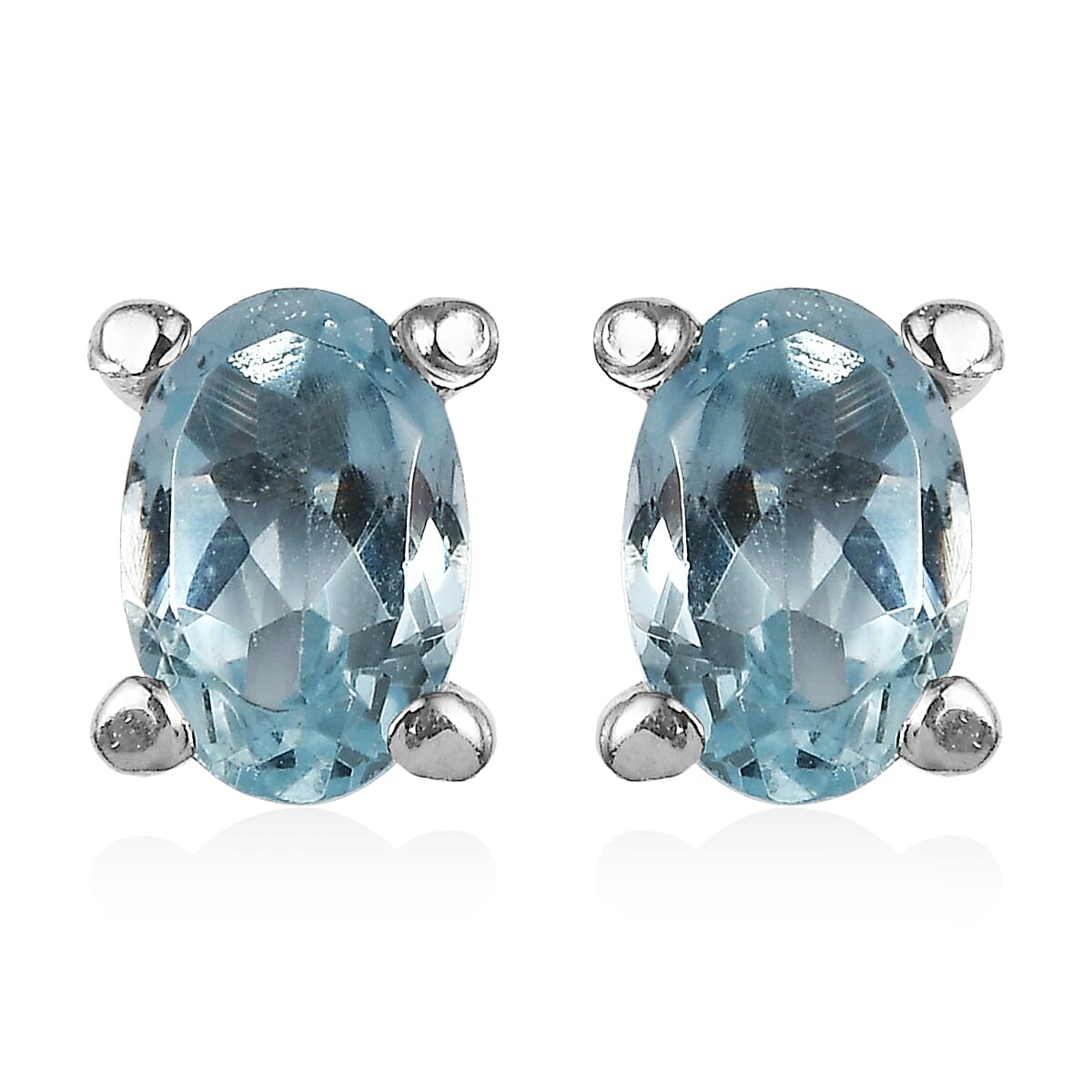 EverTrue Sky Blue Topaz 5.15 ctw Earrings and Pendant Necklace 20 Inches in Stainless Steel