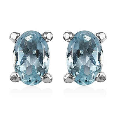 EverTrue Sky Blue Topaz 5.15 ctw Earrings and Pendant Necklace 20 Inches in Stainless Steel