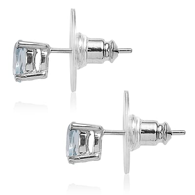 EverTrue Sky Blue Topaz 5.15 ctw Earrings and Pendant Necklace 20 Inches in Stainless Steel