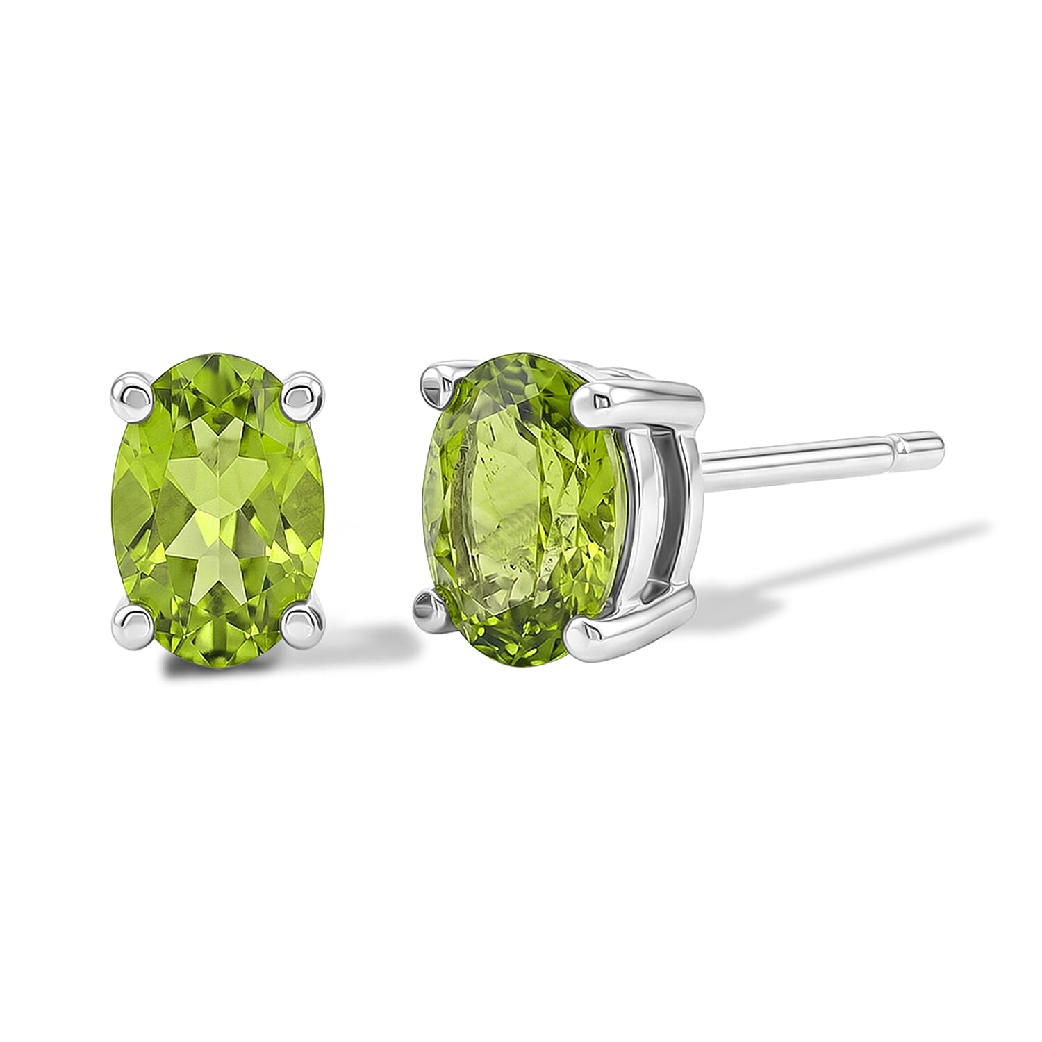 EverTrue Hebei Peridot 4.00 ctw Earrings and Pendant Necklace in Stainless Steel 20 Inches