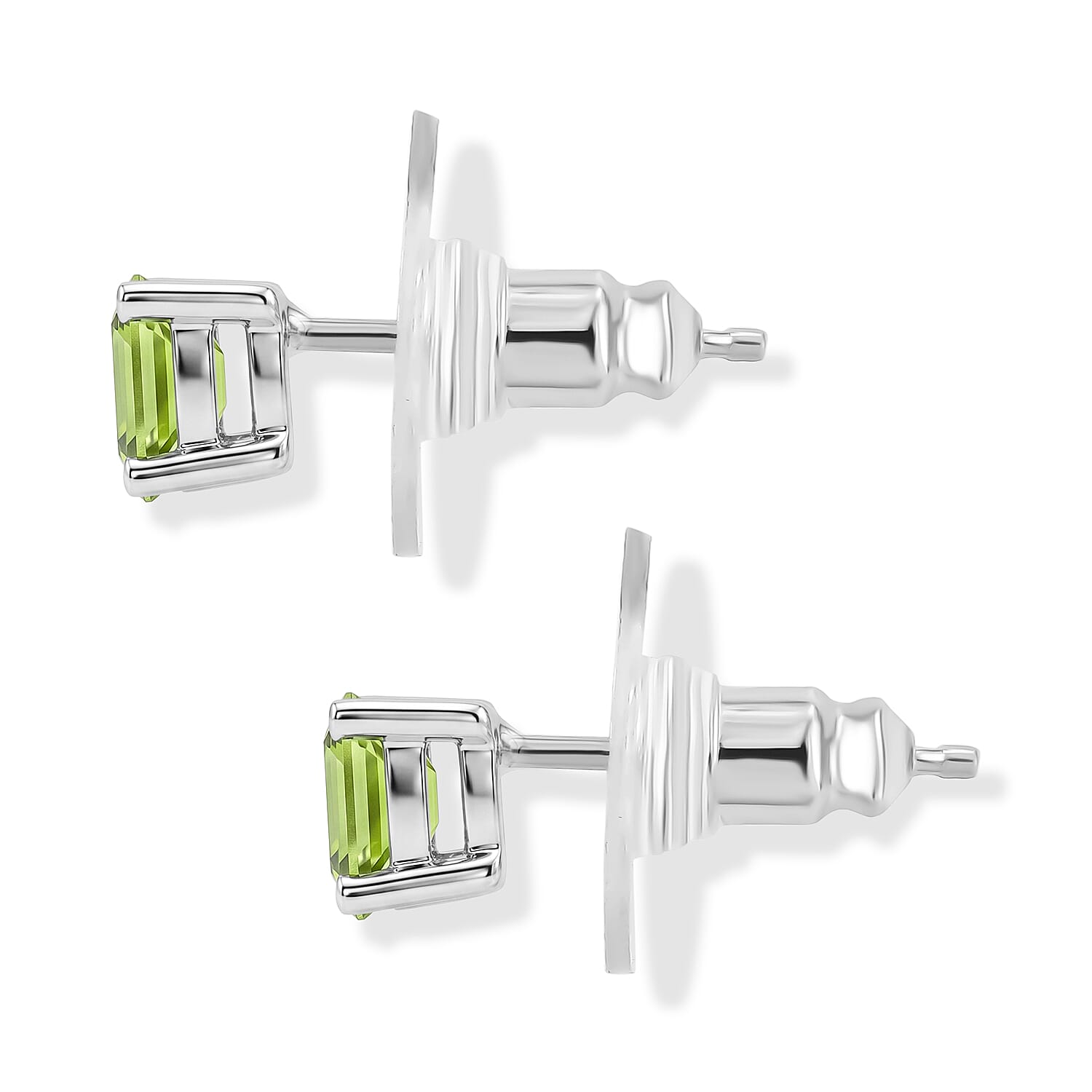 EverTrue Hebei Peridot 4.00 ctw Earrings and Pendant Necklace in Stainless Steel 20 Inches