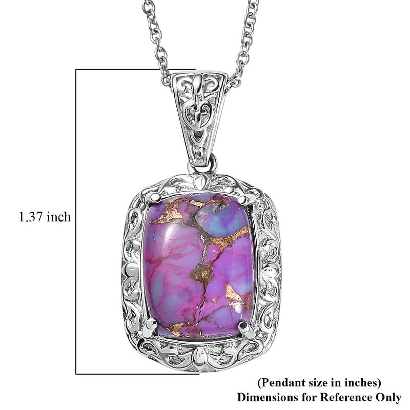EverTrue Mojave Purple Turquoise 11.80 ctw Pendant Necklace in Stainless Steel 20 Inches