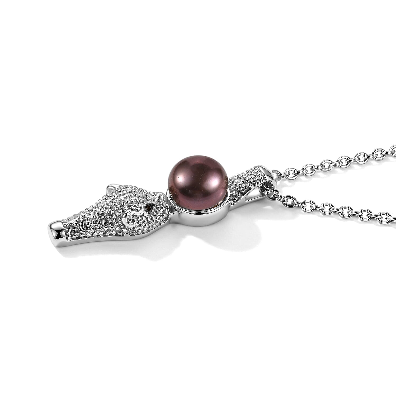 EverTrue Freshwater Peacock Pearl, Black Spinel Pendant Necklace in Stainless Steel 20 Inches