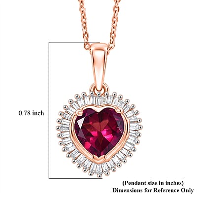 D'Joy Premium Malawi Magenta Garnet and Diamond 1.50 ctw Midnight Romance Pendant Necklace in 18K Vermeil Rose Gold Over Sterling Silver 20 Inches
