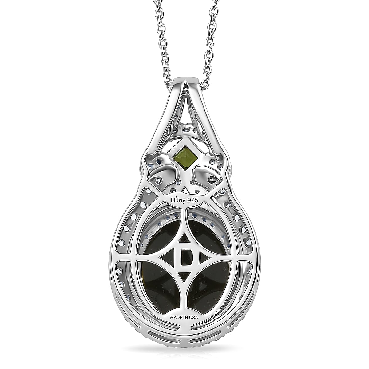 TLV D'Joy Premium Australian Black Ridge Opal (Triplet), Multi Gemston Pendant Necklace (20 Inches) in Rhodium Over Sterling Silver 1.11 ctw image number 4