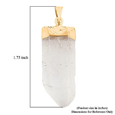 Clear Quartz 45.00 ctw Point Pendant in Goldtone with Stainless Steel Necklace (20 Inches)