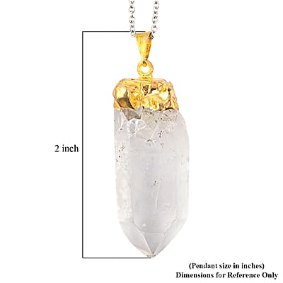 Clear Quartz 92.00 ctw Point Pendant in Goldtone with Stainless Steel Necklace (20 Inches)