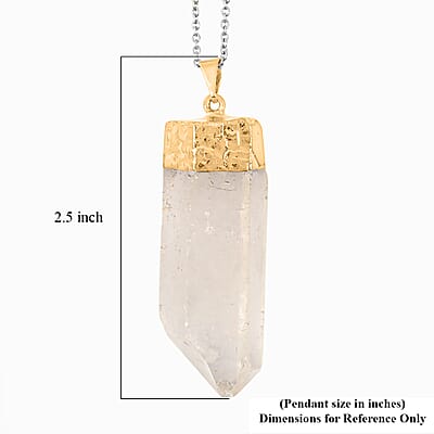 Clear Quartz 110.00 ctw Point Pendant in Goldtone with Stainless Steel Necklace (20 Inches)