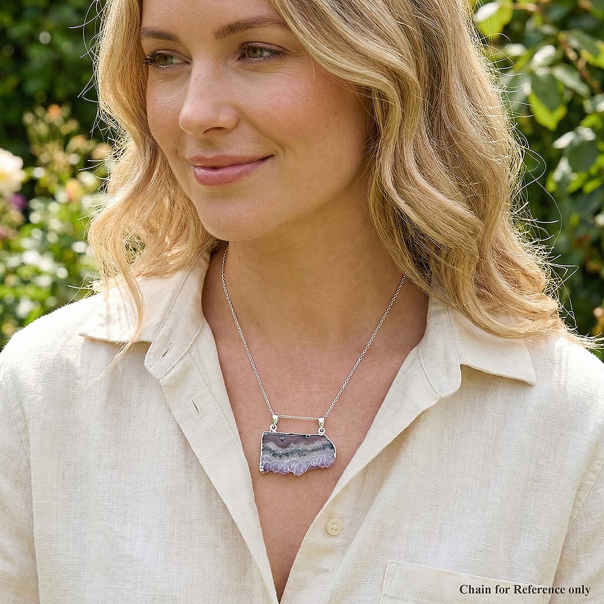 Horizontal Amethyst 38.00 ctw Double Bail Pendant in Goldtone with Stainless Steel Necklace (20 Inches) image number 2