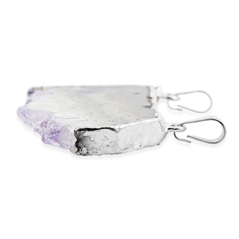 Horizontal Amethyst 38.00 ctw Double Bail Pendant in Goldtone with Stainless Steel Necklace (20 Inches)
