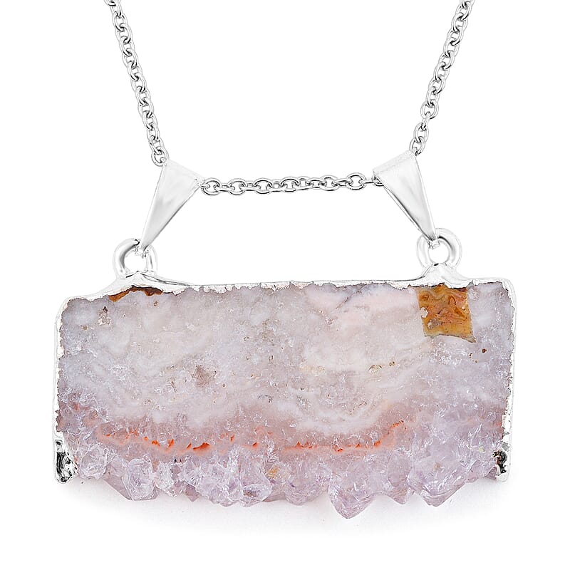Horizontal Amethyst Double Bail Classic Pendant in Goldtone with Stainless Steel Necklace (20 Inches) 38.00 ctw