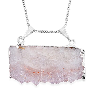 Horizontal Amethyst Double Bail Classic Pendant in Goldtone with Stainless Steel Necklace (20 Inches) 38.00 ctw
