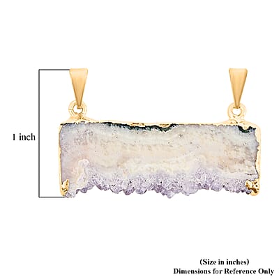 Horizontal Amethyst Double Bail Elegant Pendant in Goldtone with Stainless Steel Necklace (20 Inches) 38.00 ctw