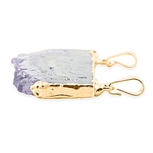 Horizontal Amethyst 38.00 ctw Double Bail Pendant in Goldtone with Stainless Steel Necklace (20 Inches)