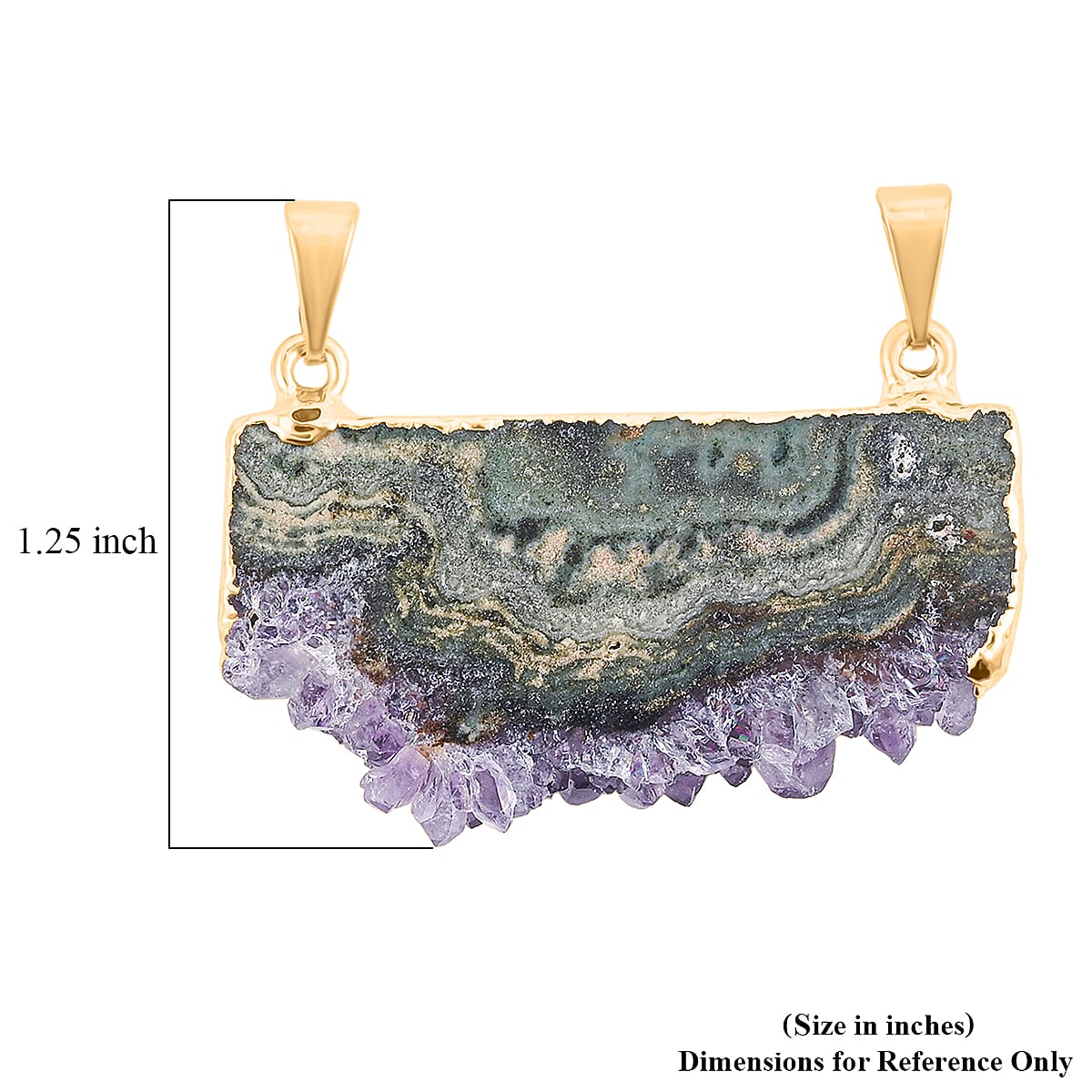 Horizontal Amethyst Double Bail Pendant in Goldtone with Stainless Steel Necklace (20 Inches) 38.00 ctw