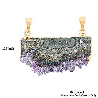 Horizontal Amethyst 38.00 ctw Double Bail Pendant in Goldtone with Stainless Steel Necklace (20 Inches)
