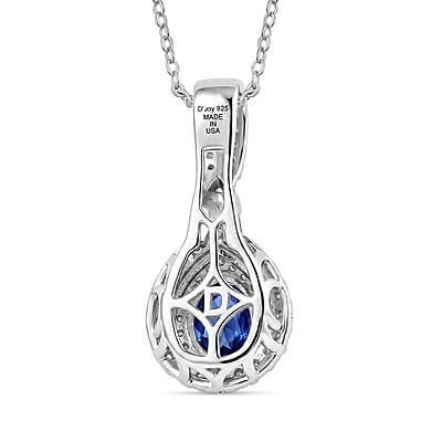 Certified & Appraised D'Joy Premium Tanzanite and Moissanite 1.80 ctw Pendant Necklace in Rhodium Over Sterling Silver 20 Inches