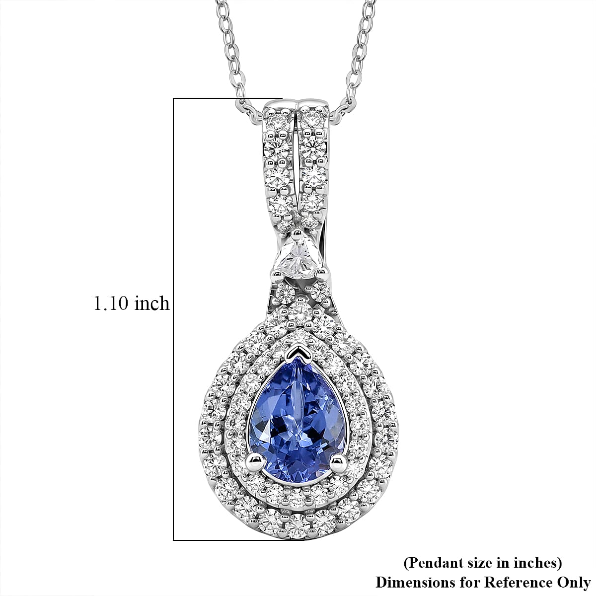 Certified & Appraised D'Joy Premium Tanzanite and Moissanite 1.80 ctw Pendant Necklace in Rhodium Over Sterling Silver 20 Inches  image number 5