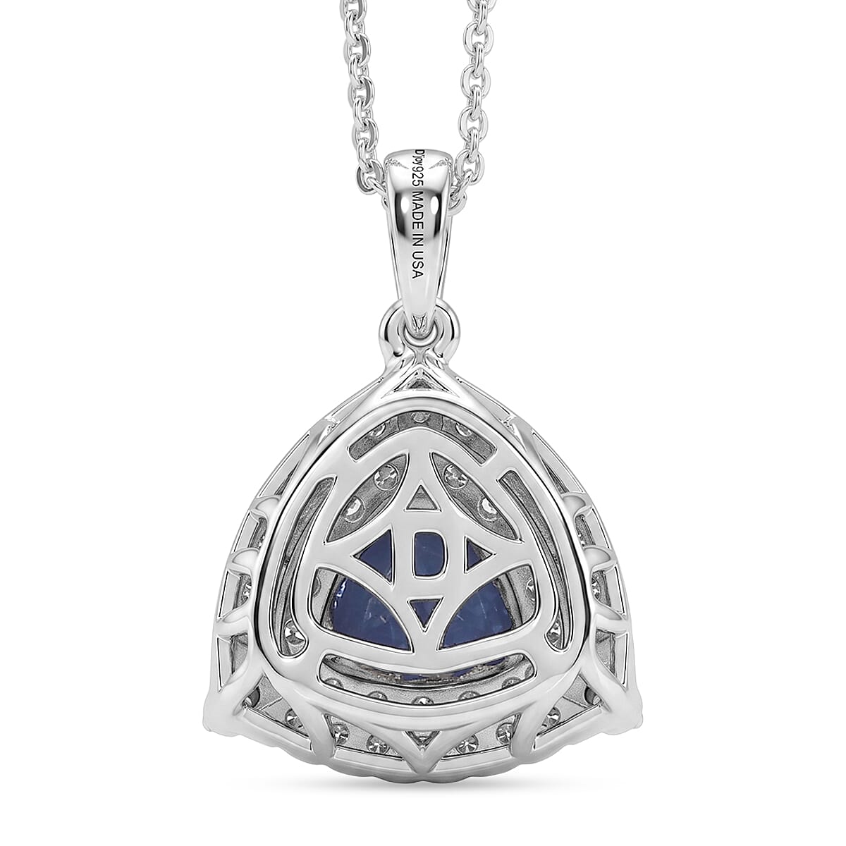 Certified & Appraised D'Joy Premium Tanzanite and Moissanite 1.75 ctw Pendant Necklace in Rhodium Over Sterling Silver 20 Inches