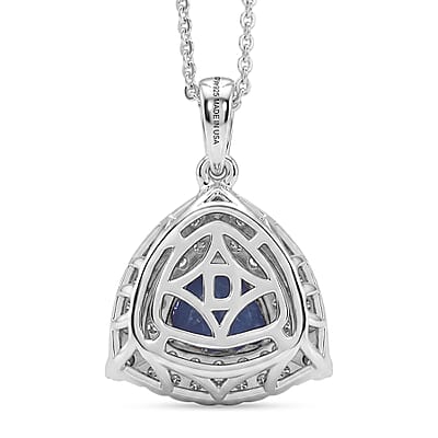 Certified & Appraised D'Joy Premium Tanzanite and Moissanite 1.75 ctw Pendant Necklace in Rhodium Over Sterling Silver 20 Inches