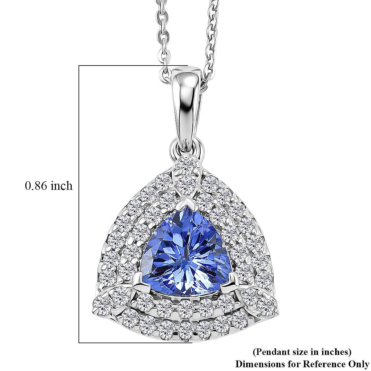Certified & Appraised D'Joy Premium Tanzanite and Moissanite 1.75 ctw Pendant Necklace in Rhodium Over Sterling Silver 20 Inches