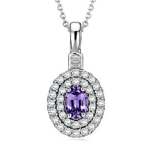 Certified & Appraised D'Joy Premium Narsipatnam Purple Spinel and Moissanite 1.25 ctw Pendant Necklace in Rhodium Over Sterling Silver (20 Inches)