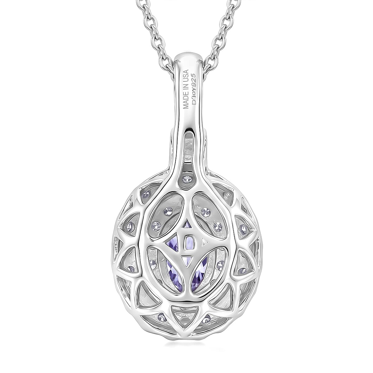 Certified & Appraised D'Joy Premium Narsipatnam Purple Spinel and Moissanite 1.25 ctw Pendant Necklace in Rhodium Over Sterling Silver (20 Inches) image number 4