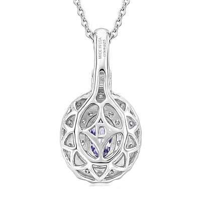 Certified & Appraised D'Joy Premium Narsipatnam Purple Spinel and Moissanite 1.25 ctw Pendant Necklace in Rhodium Over Sterling Silver (20 Inches)