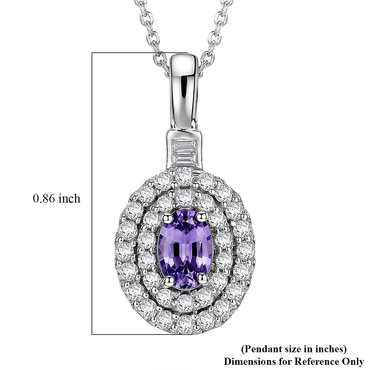 Certified & Appraised D'Joy Premium Narsipatnam Purple Spinel and Moissanite 1.25 ctw Pendant Necklace in Rhodium Over Sterling Silver (20 Inches)