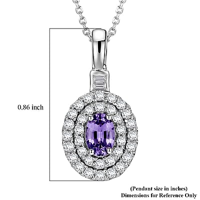 Certified & Appraised D'Joy Premium Narsipatnam Purple Spinel and Moissanite 1.25 ctw Pendant Necklace in Rhodium Over Sterling Silver (20 Inches)