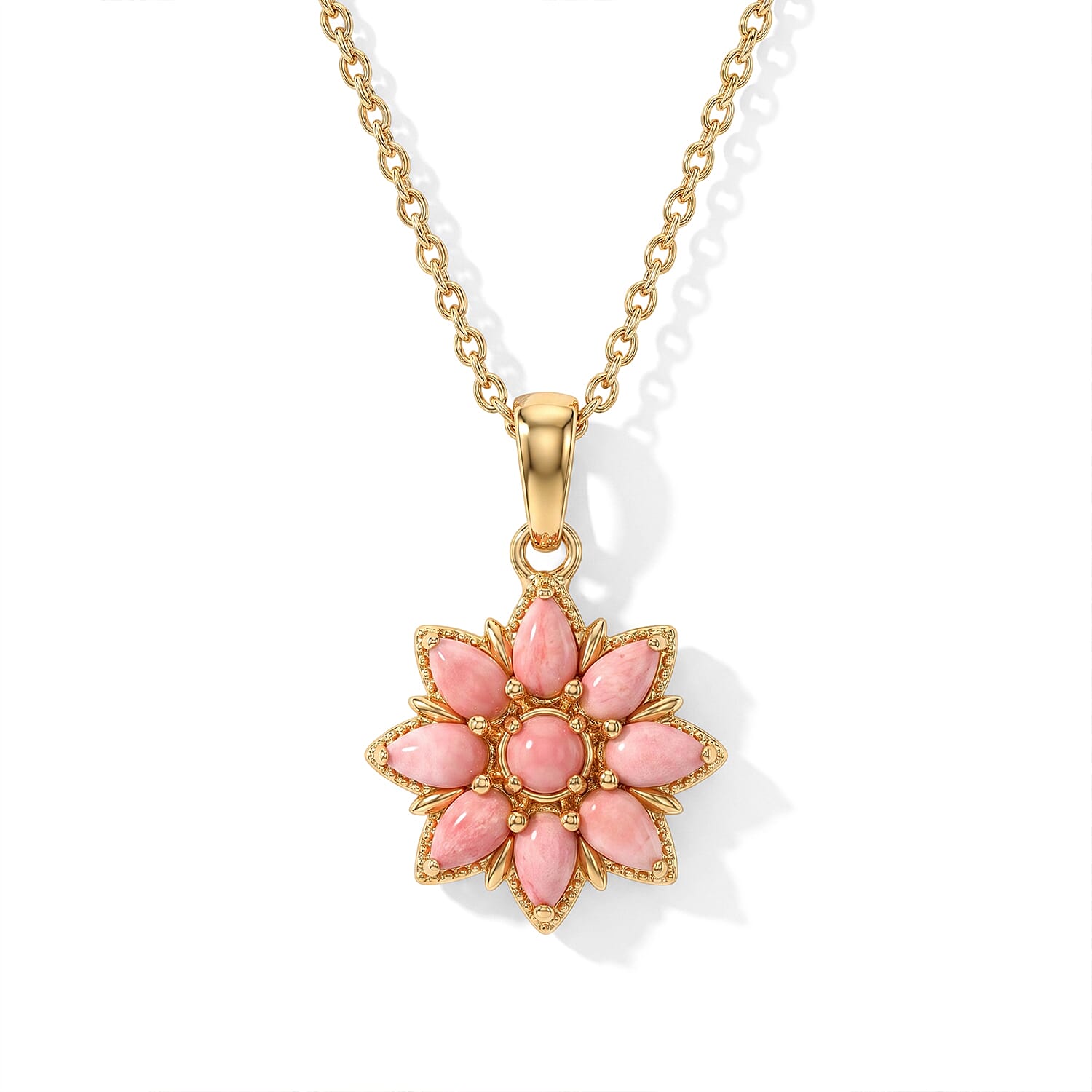 EverTrue Oregon Peach Opal 1.70 ctw Pendant in 18K YG Plated with ION Plated YG Stainless Steel Necklace 20 Inches