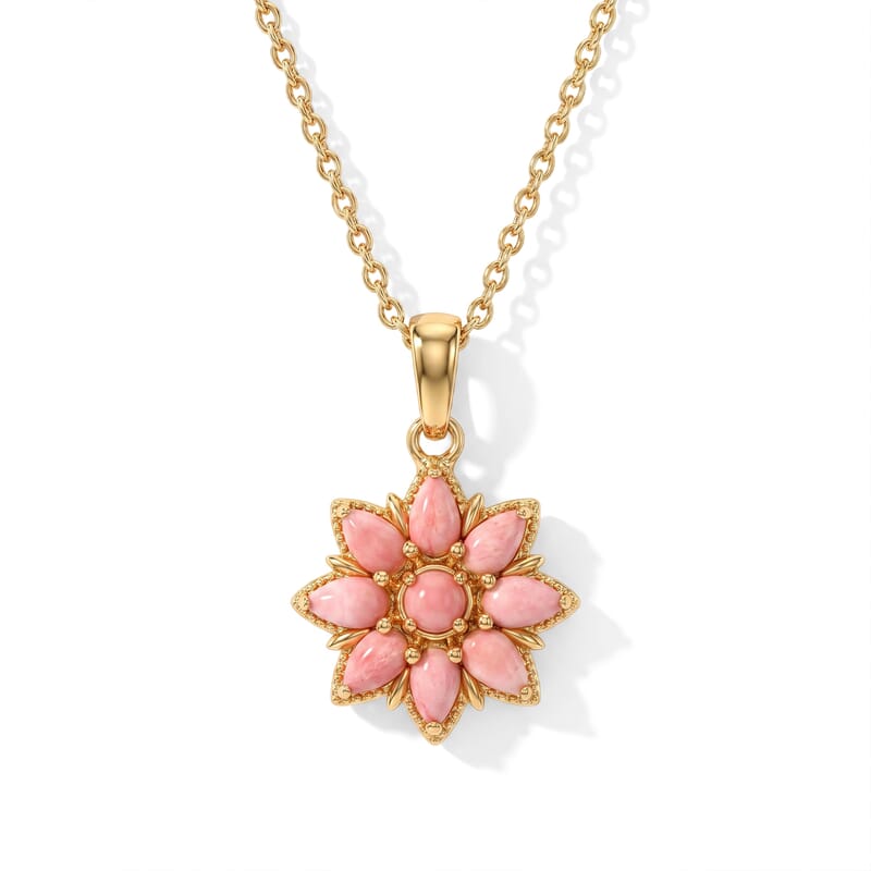 EverTrue Oregon Peach Opal 1.70 ctw Pendant in 18K YG Plated with ION Plated YG Stainless Steel Necklace 20 Inches
