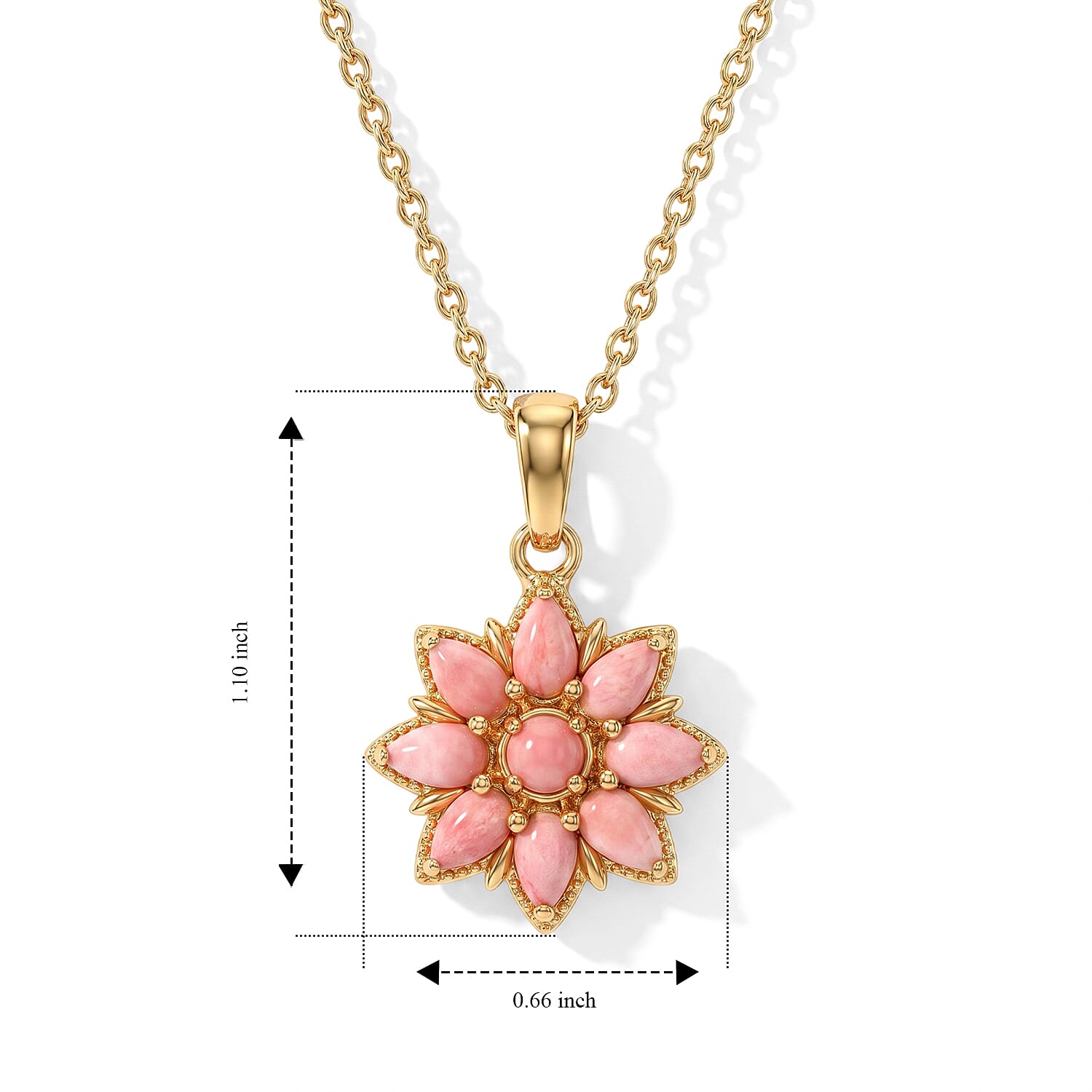 EverTrue Oregon Peach Opal 1.70 ctw Pendant in 18K YG Plated with ION Plated YG Stainless Steel Necklace 20 Inches