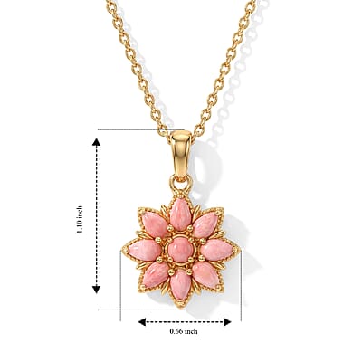 EverTrue Oregon Peach Opal 1.70 ctw Pendant in 18K YG Plated with ION Plated YG Stainless Steel Necklace 20 Inches