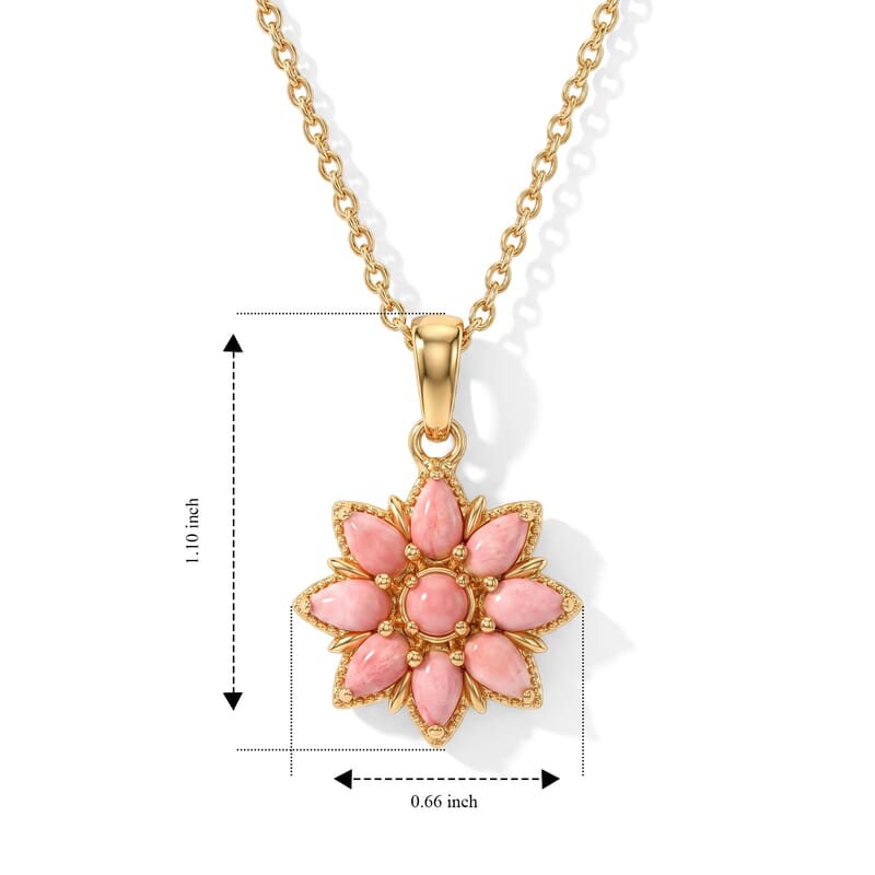 EverTrue Oregon Peach Opal 1.70 ctw Pendant in 18K YG Plated with ION Plated YG Stainless Steel Necklace 20 Inches