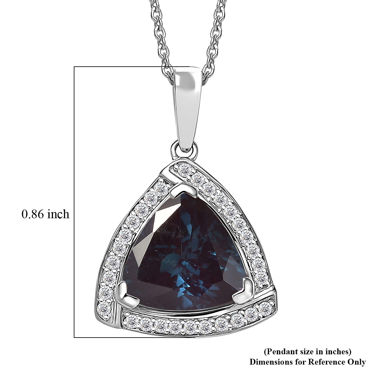 D'Joy Lab Grown Alexandrite and Moissanite 4.00 ctw Pendant Necklace Pendant Necklace (20 Inches) in Rhodium Over Sterling Silver 20 Inches image number 4