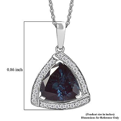 D'Joy Lab Grown Alexandrite and Moissanite 4.00 ctw Pendant Necklace Pendant Necklace (20 Inches) in Rhodium Over Sterling Silver 20 Inches