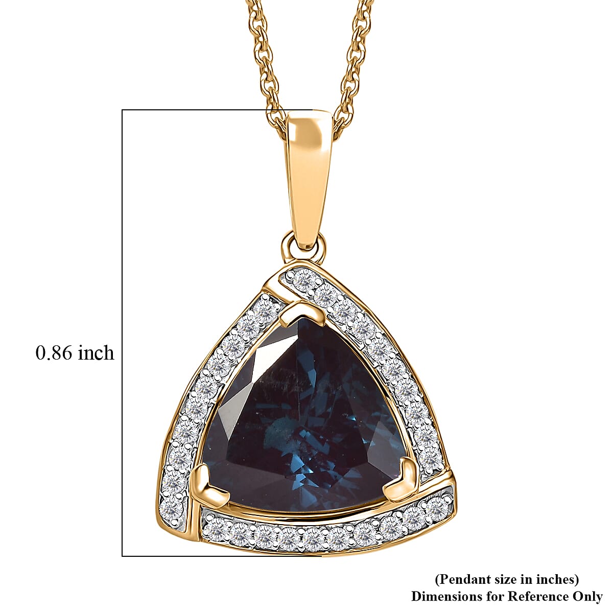 D'Joy Lab Grown Alexandrite and Moissanite 4.00 ctw Pendant Necklace in 18K Vermeil Yellow Gold Over Sterling Silver 20 Inches