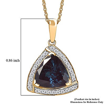 D'Joy Lab Grown Alexandrite and Moissanite 4.00 ctw Pendant Necklace in 18K Vermeil Yellow Gold Over Sterling Silver 20 Inches