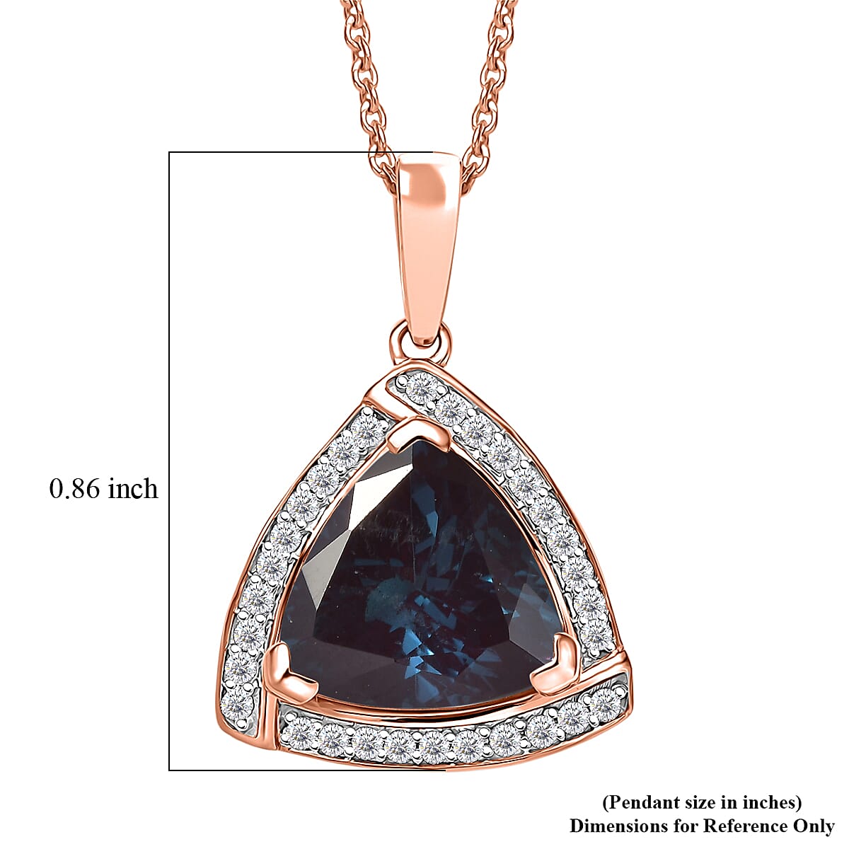 D'Joy Lab Grown Alexandrite and Moissanite 4.00 ctw Pendant Necklace in 18K Vermeil Rose Gold Over Sterling Silver 20 Inches