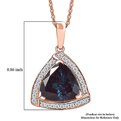 D'Joy Lab Grown Alexandrite and Moissanite 4.00 ctw Pendant Necklace in 18K Vermeil Rose Gold Over Sterling Silver 20 Inches